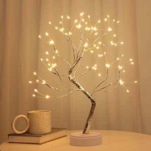 뉴토키 LED 크리스마스 조명 자작나무 트리 전구 무드등, 소형 108구(웜화이트) 은색 나무 50cm