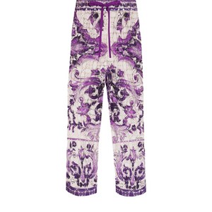 돌체앤가바나 마졸리카 프린트 레이스 팬츠, 화이트계열+바이올렛/보라계열, Italy 44(KR 66)
