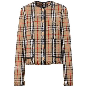 버버리 빈티지 체크 부클레 칼라리스 재킷