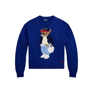 폴로랄프로렌 인타르시아 니트 자수 폴로 베어 크루 넥 스웨터, 블루계열, Standard L(KR 77)