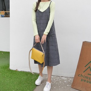 데일리앤 쉘리 가을 체크 뷔스티에 원피스