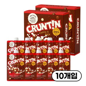 [공식몰] 크런틴 크런치볼 단백질 쉐이크 파우치 초코이즈백 당 0g대, 250g, 2박스
