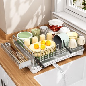 식기건조대 그릇 설거지 물빠짐 식기 여과대 주방 가정용 식기건조 접시 수납 여과대, 1단, 은색, 1개