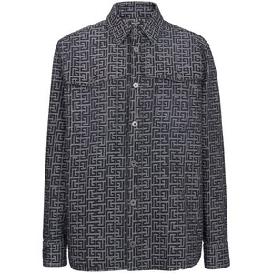 발망 모노그램 자카드 데님 셔츠, 블랙계열+그레이계열, Italy 50(KR 110)