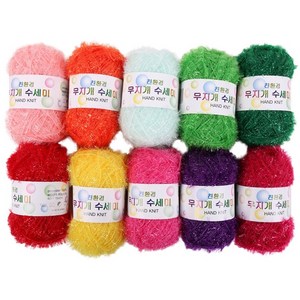 마마니트 무지개 수세미실 10볼 세트, 혼합색상, 1세트