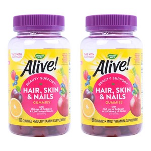 네이쳐스웨이 얼라이브! 헤어 스킨 & 네일 콜라겐 스트로베리 구미, 60정, 2개