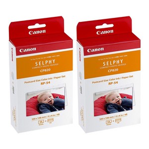 캐논 RP-54 셀피 포토프린터 전용 용지 인화지 엽서사이즈 54매 +잉크세트 2개