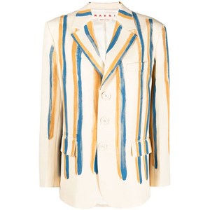 마르니 마르니 스트라이프 싱글 브레스티드 블레이저