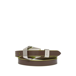 겐조 리본 메탈릭 버클 레더 벨트, cm 80, 브라운계열