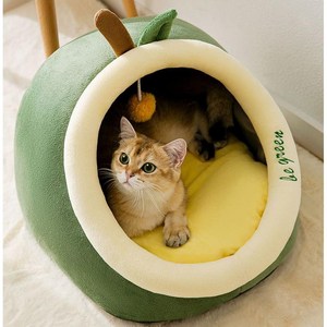 강아지 고양이 하우스 동굴 지붕 집 숨숨집 대형, A-아보카도