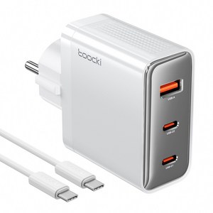 Toocki GaN PD3.0 100W 3포트 접지형 C타입 PPS 초고속 멀티충전기 + C TO C 1M 100W 케이블 세트
