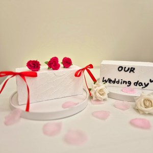 레브리 모형 케이크 웨딩 촬영 브라이덜 샤워 소품 만들기 DIY 꽃 리본 크림클레이 생일 타입 C, 1개