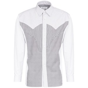 메종 마르지엘라 스트라이프 셔츠, 화이트계열+블랙계열, Collar (cm) 41