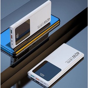 RYZO 보조 배터리 40W 초고속 충전 50000mAh 대용량 보조배터리 PD 고속충전 지원 스마트 전량표시 LED 라이트 탑재 휴대용 경량 파워뱅크 여행 출장 야외 캠핑 필수템