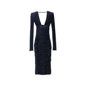 베르사체 드레이프 실크 크레이프 저지 미디 드레스, 블루계열, Italy 38(KR 44)