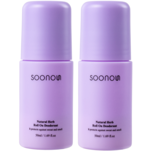 수노은 내츄럴 허브 롤 온 데오드란트 스틱 무향, 50ml, 2개