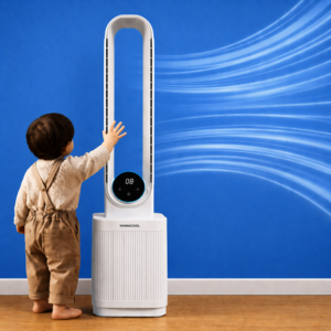 New 25년형 위니쿨 공기청정형 BLDC 저소음 타워형 날개없는 아기 선풍기