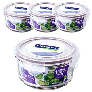글라스락 퍼플에디션 원형 밀폐용기세트, 400ml, 4개