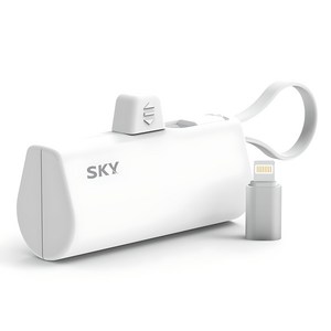 SKY 필 X12 Pro PD 케이블 휴대용 미니 인디케이터 도킹형 보조배터리 5000mAh C타입 / 애플8핀 20W