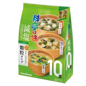 마루코메 대용량 동결건조된 고급 음식점의 소금을 줄인 과립 미소국 두부 4개입 + 튀긴 가지 3개입 + 채소 3개입, 79g, 1개