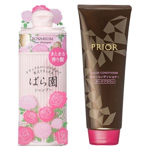 시세이도 로사리움 로즈 샴푸 300ml + PRIOR 컬러 컨디셔너 다크 브라운 230g