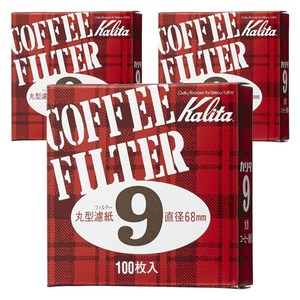 칼리타 원형 커피 필터 9, 100개, 3개