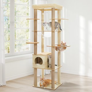 PAWZ Road 6단 모던 심플 합판 대형 캣타워 투명해먹 + 전망대+숨숨집