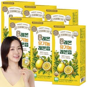 리얼메디온 오늘레몬 유기농 레몬즙 NFC 100% 착즙 레몬수 원액 레몬 주스 레몬물 액상 스틱, 280g, 6박스
