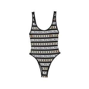 발망 로고 프린트 원피스 수영복, 블랙계열+화이트계열, France 38(KR 66)