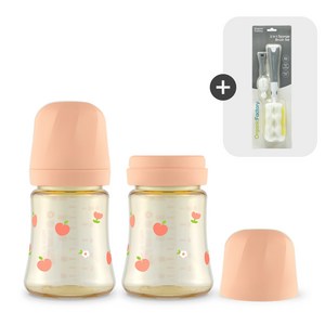 그로미미 피치플라워 PPSU 젖병 트윈팩 + 3IN1 브러쉬세트, 1개, 200ml, 피치플라워 트윈팩젖병 로제코랄 + 3in1브러쉬