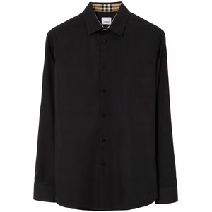 버버리 로고 자수 긴소매 셔츠, 블랙계열, Mid standard XXXS