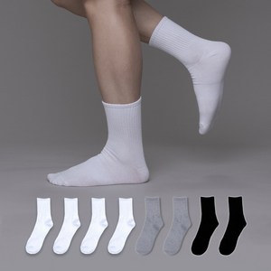 비바슈슈 국산 남성용 쫀쫀하고 목이 긴 무지 중목 양말 8켤레