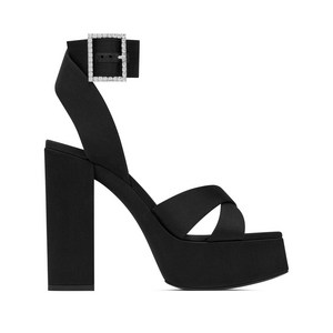 생로랑 비앙카 새틴 플랫폼 샌들, Europe 41(KR 280), 블랙계열