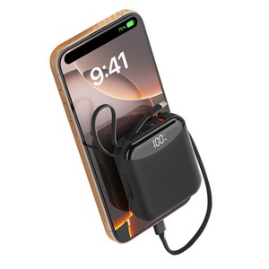 PIUJJA 일체형 QC3.0 PD 22.5W 대용량 고속충전 케이블 휴대용 미니 C타입 고속충전 보조배터리 10000mAh