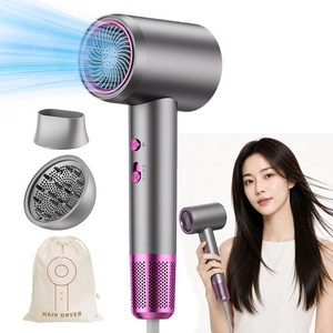 Flyaiku 초고속 음이온 헤어 드라이기 파워풍량 저소음 가정용 휴대용 2000W + 디퓨저 노즐