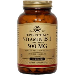 솔가 슈퍼 포텐시 비타민 B1 (티아민) 500mg 타블렛 비건, 100정, 1개