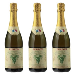 쁘아뽐 스파클링 화이트 그레이프 주스, 750ml, 3개