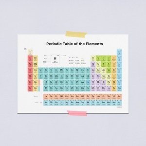 바이소품 원소주기율표 원소 기호 화학 표본 주기율 과학 학습 포스터 인테리어 교구 감성, 화이트A3+증정화이트A4