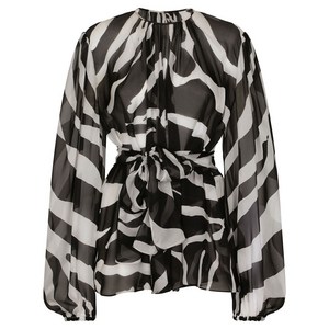 돌체앤가바나 지브라 프린트 블라우스, 블랙계열+화이트계열, Italy 36(KR 33)