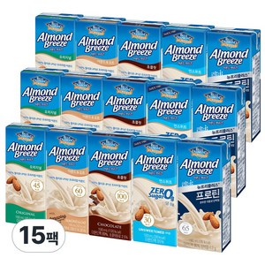 [똑똑]아몬드브리즈 5종 3개씩 (총15개) 아몬드브리즈 오리지널3+오트3+초콜릿3+언스위트3+프로틴3