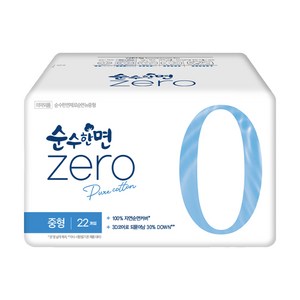 순수한면 제로 생리대 날개형, 중형, 22개입, 4개