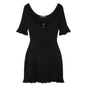 베르사체 메두사 세이프티 핀 골지 니트 미니 드레스