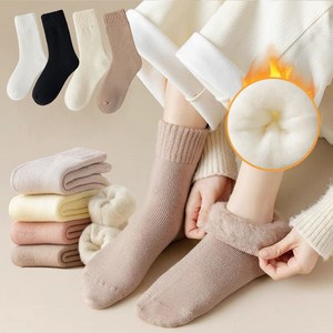 뷰티 여성용 겨울 융털 안감 기모 보온 방한양말 4켤레 세트