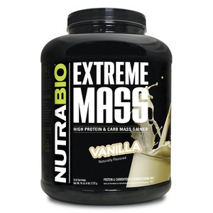 뉴트라바이오 익스트림 매스 프로틴 & 탄수화물 파우더 드링크 믹스 바닐라 맛, 1개