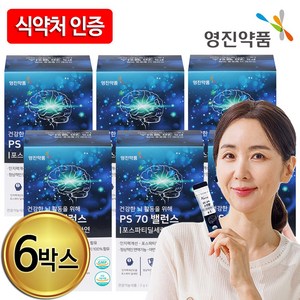 [가정의 달! 감사 특가] 2025년 영진약품 PS70 밸런스 포스파티딜세린 분말 스틱 두뇌 인지력 식약청인증, 6박스, 30g