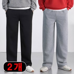 로코비전 1+1 남자 도톰한 기모 츄리닝 바지 겨울 세미 와이드 트레이닝 팬츠