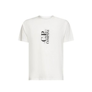 C.P.컴퍼니 로고 프린트 골지 티셔츠, 화이트계열, Standard XL