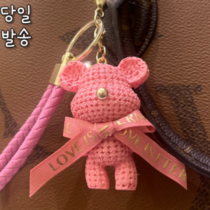 어베일텐비 1+1곰돌이 키링 블랙 화이트 핑크 브라운, 1+1 핑크+핑크