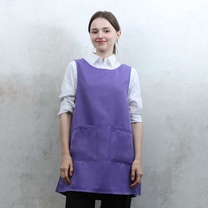 고급폴리 무지 옆단추 퍼플 원피스 앞치마 테이크아웃 행사용 서빙 요양보호사 어린이집 원피스앞치마 옆트임 식당 프랜차이즈 업소용 단체 AP-865-1, M(55/66), 1개