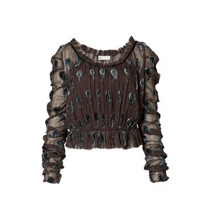 토리 버치 주름 벨벳 탑, 브라운계열, US 0(KR XS)